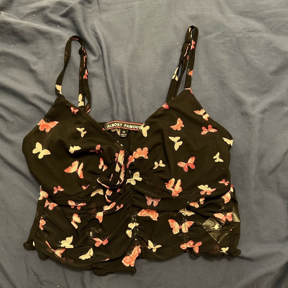 Almost Famous butterfly crop tank top